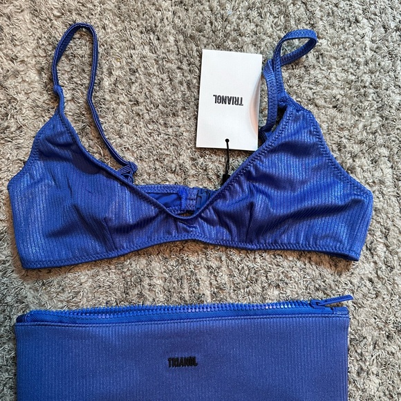 TRIANGL MAIA - BALT BLUE RIBBED SCOOP BIKINI SET - Picture 2 of 6